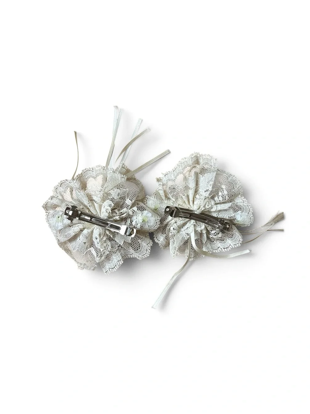 Ivory Floral Lace Hair Clips